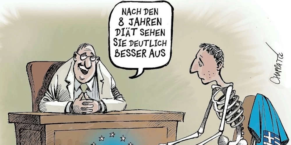 Η ανατριχιαστική γελοιογραφία του Der Spiegel για το τέλος των ελληνικών προγραμμάτων (εικόνα)